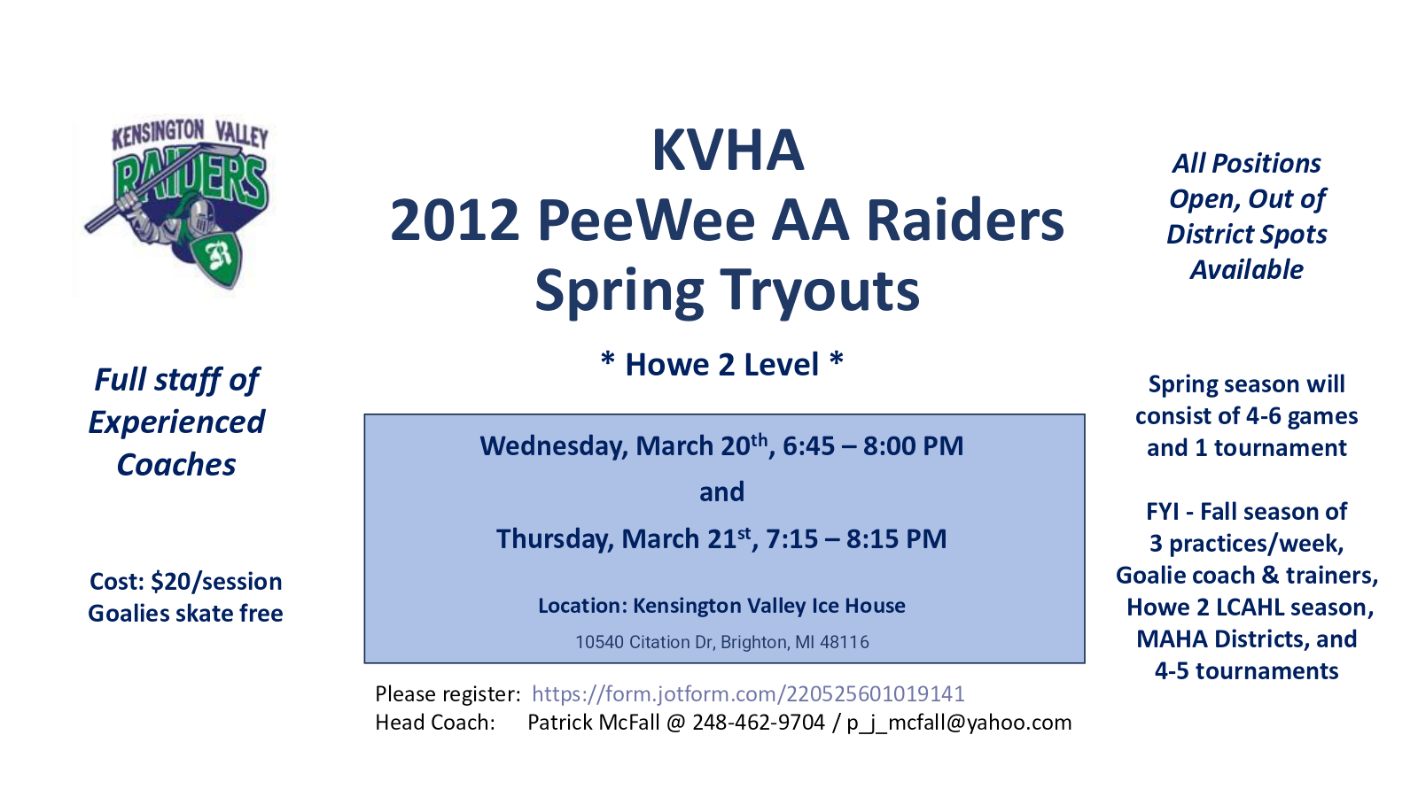 12 Raiders Spring 24 Tryout Post1