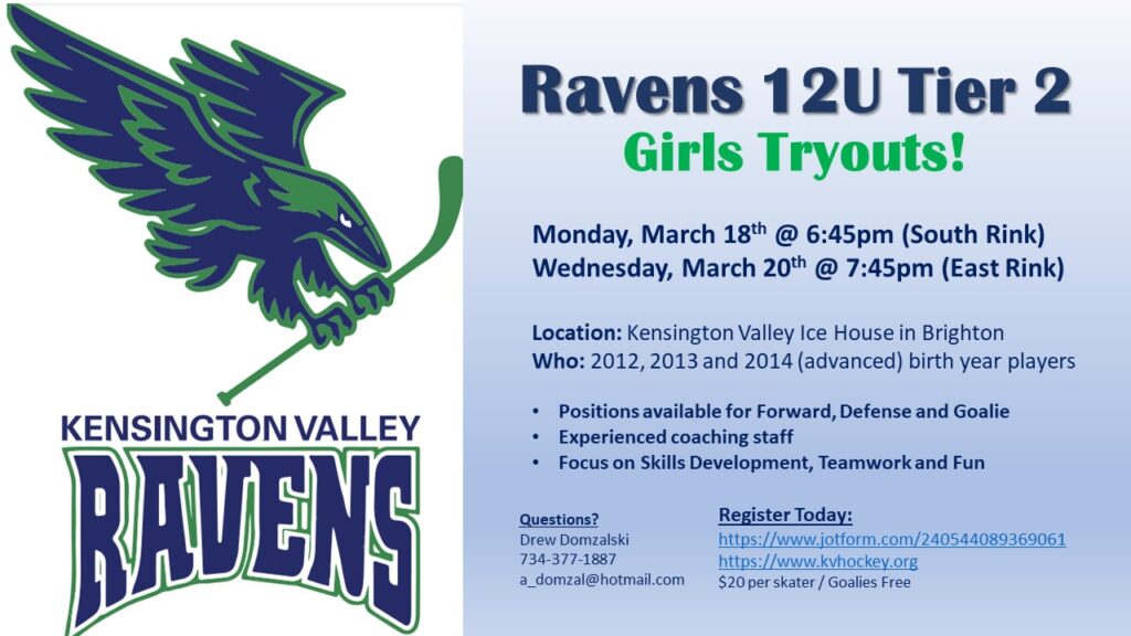 2024-25 Season 12U Ravens Tryout Flyer
