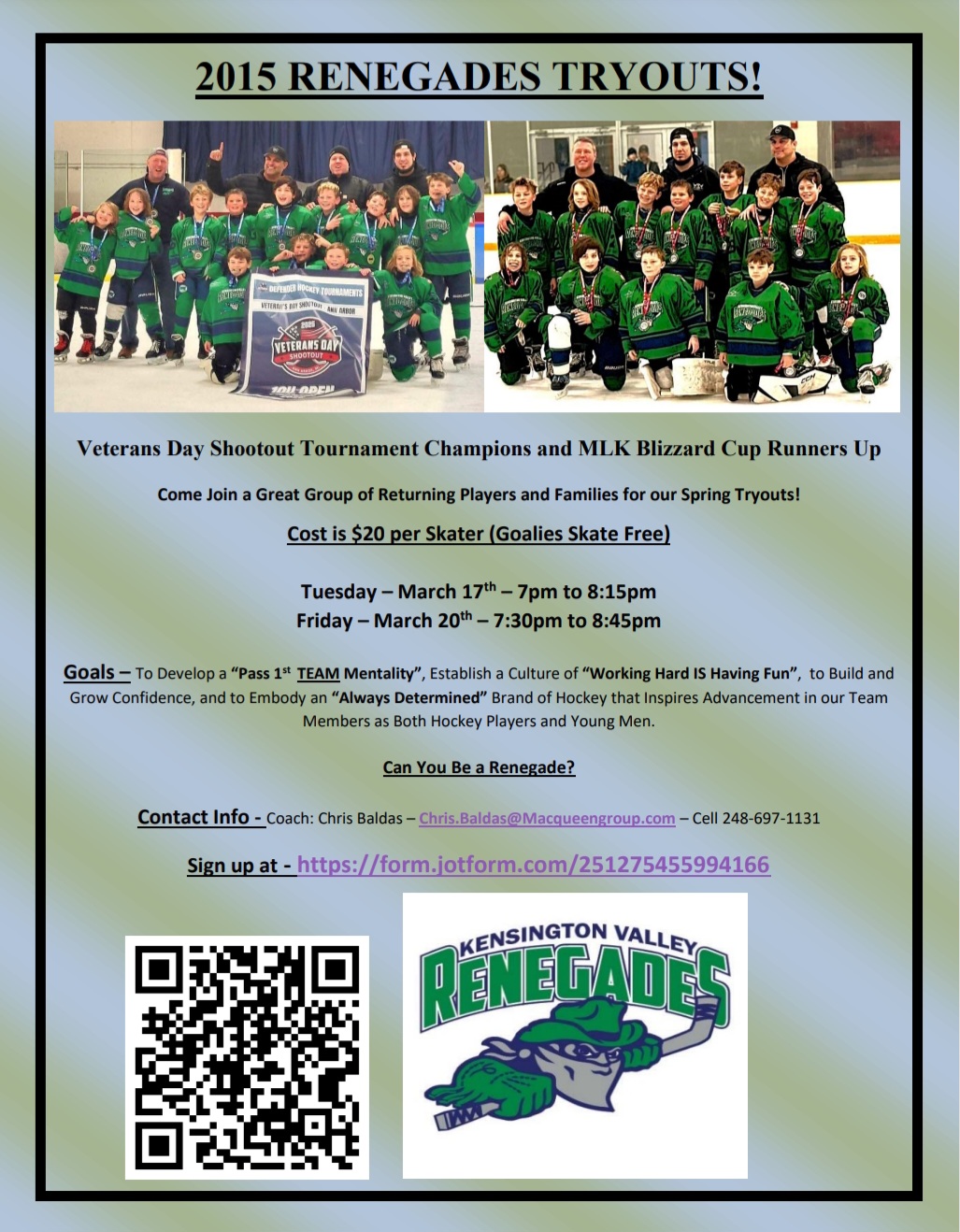 2015 Renegades Tryout Flyer