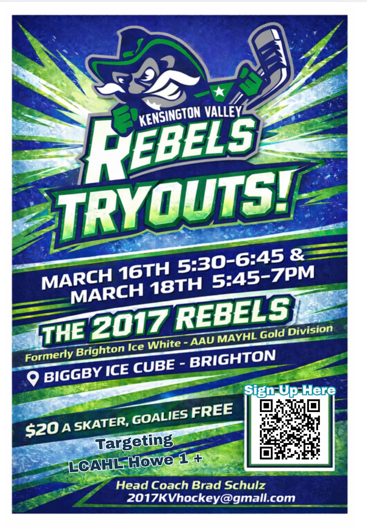 2017 Rebels Spring Tryout Flyer