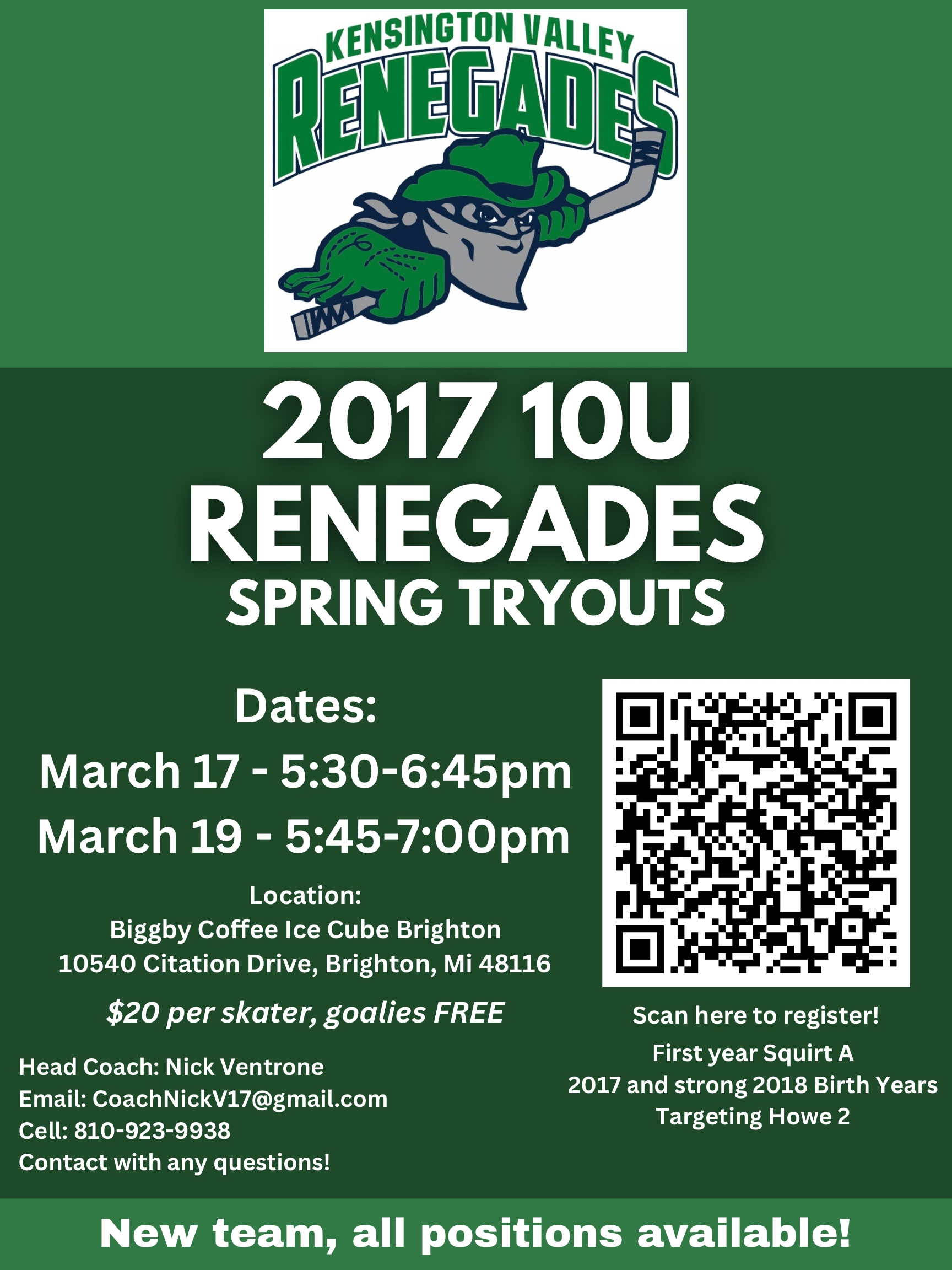 2017 Renegades Tryout Flyer