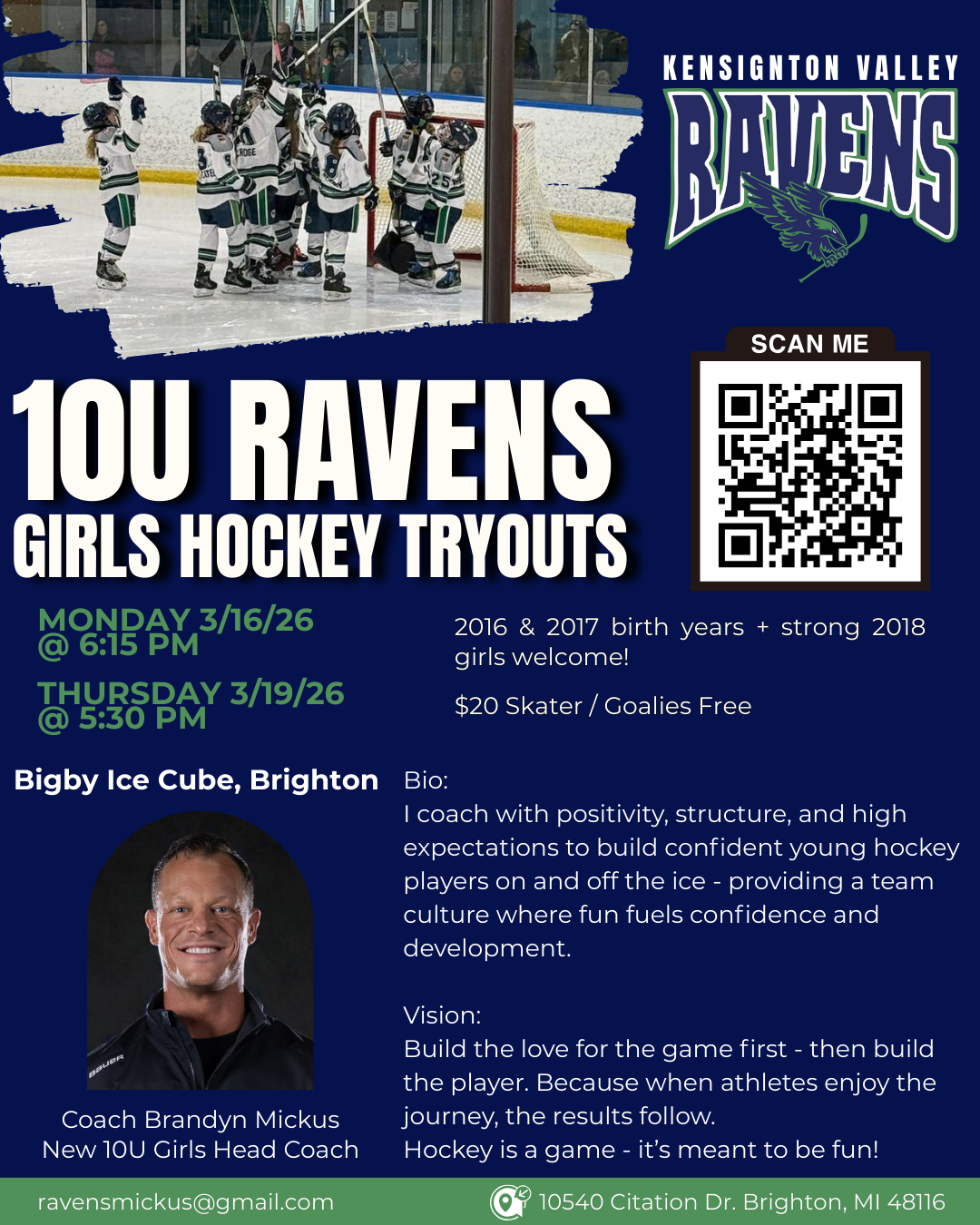Ravens 10U Spring Tryout Flyer