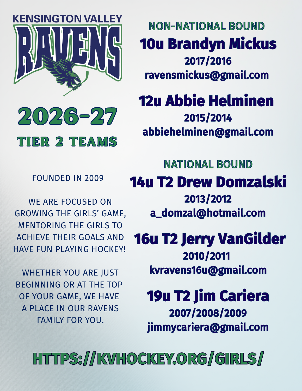 2026-2027 Ravens T2 coaches